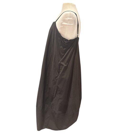 Self Contrast Black Cotton Midi Slip Dress Adjustable Straps Womens L - Picture 2 of 8